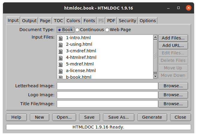 HTMLDOC Screenshot